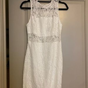 Lace and Beauty White Lace Sleeveless Bodycon Mini Dress from Lulus